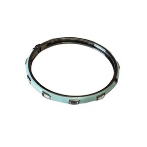 Light blue bangle bracelet with Crystals. Hinged Clamper